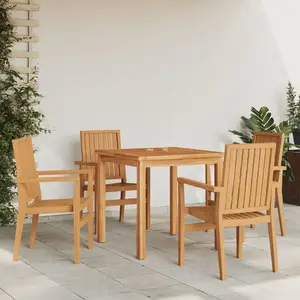 vidaXL Chaises de jardin empilables lot de 4 56,5x57,5x91 cm bois teck pas cher