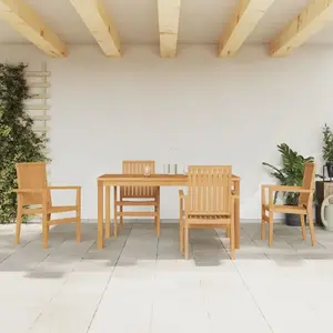 vidaXL Ensemble à manger de jardin 5pcs Bois de teck massif pas cher