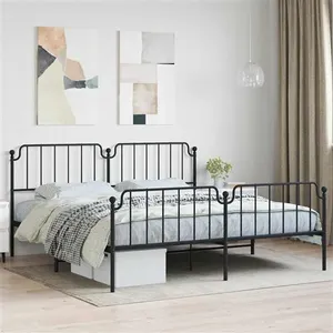 vidaXL Cadre de lit métal avec tête de lit/pied de lit noir 193x203 cm