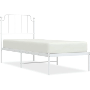 vidaXL Cadre de lit métal avec tête de lit blanc 120x200 cm pas cher