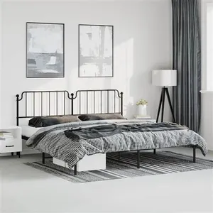 vidaXL Cadre de lit métal avec tête de lit noir 193x203 cm pas cher