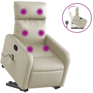vidaXL Fauteuil inclinable de massage Crème Similicuir pas cher