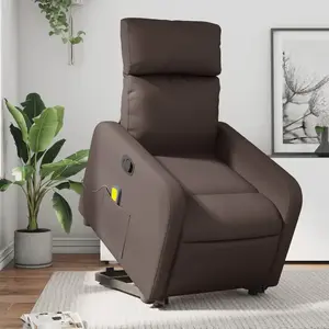 vidaXL Fauteuil inclinable de massage Marron Similicuir pas cher