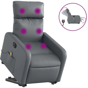 vidaXL Fauteuil inclinable de massage Gris Similicuir pas cher