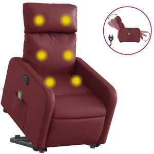 vidaXL Fauteuil inclinable de massage Rouge bordeaux Similicuir pas cher