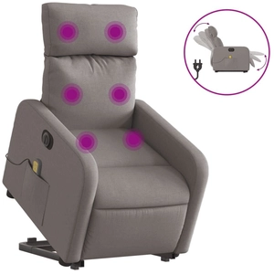 vidaXL Fauteuil inclinable de massage électrique Taupe Tissu pas cher