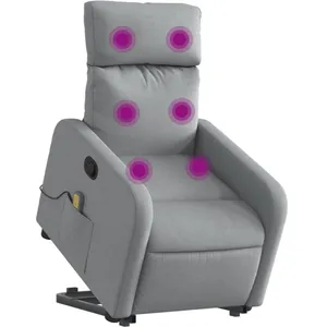 vidaXL Fauteuil de massage inclinable Gris clair Tissu pas cher