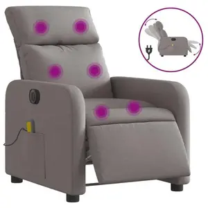 vidaXL Fauteuil de massage inclinable électrique Taupe Tissu pas cher
