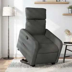 vidaXL Fauteuil inclinable Gris foncé Tissu pas cher