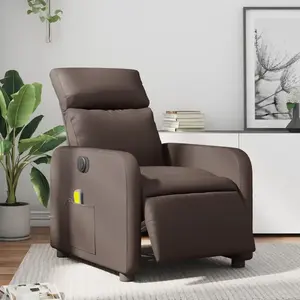 vidaXL Fauteuil de massage inclinable électrique marron similicuir pas cher