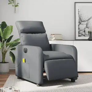 vidaXL Fauteuil de massage inclinable électrique gris similicuir pas cher