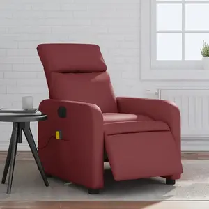 vidaXL Fauteuil de massage inclinable électrique rouge bordeaux pas cher