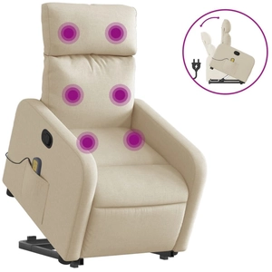 vidaXL Fauteuil inclinable de massage Crème Tissu pas cher