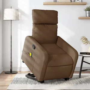 vidaXL Fauteuil de massage inclinable Marron Tissu pas cher
