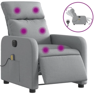 vidaXL Fauteuil de massage inclinable électrique gris clair tissu pas cher