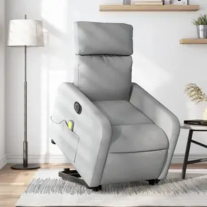 vidaXL Fauteuil inclinable de massage électrique Gris clair Tissu pas cher