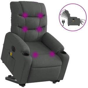 vidaXL Fauteuil inclinable de massage électrique Gris foncé Tissu pas cher