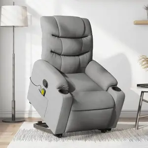 vidaXL Fauteuil de massage inclinable Gris clair Tissu pas cher