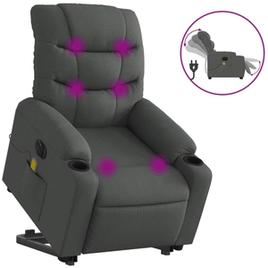 vidaXL Fauteuil de massage inclinable Gris foncé Tissu pas cher