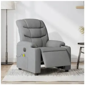 vidaXL Fauteuil de massage inclinable électrique gris clair tissu pas cher