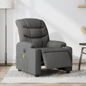 vidaXL Fauteuil inclinable de massage électrique gris foncé tissu pas cher