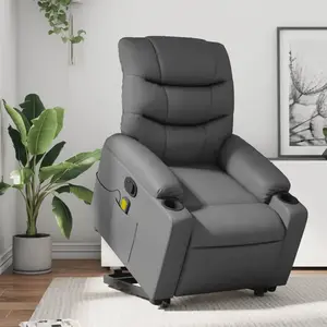 vidaXL Fauteuil inclinable de massage Gris Similicuir pas cher