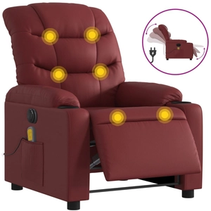 vidaXL Fauteuil de massage inclinable électrique rouge bordeaux pas cher