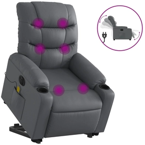 vidaXL Fauteuil inclinable de massage électrique gris similicuir pas cher