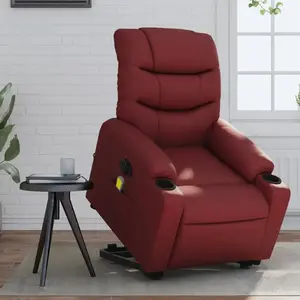 vidaXL Fauteuil inclinable de massage électrique rouge bordeaux pas cher