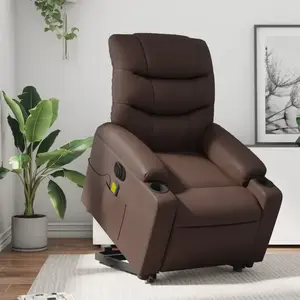 vidaXL Fauteuil inclinable de massage électrique marron similicuir pas cher