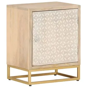 vidaXL Table de chevet 40x30x50 cm bois massif manguier et fer pas cher