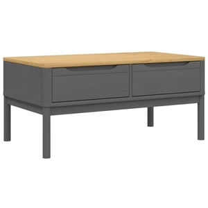 vidaXL Table basse FLORO gris 99x55,5x45 cm bois massif de pin pas cher