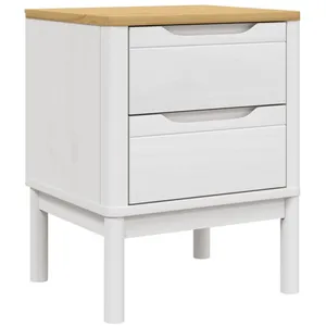 vidaXL Table de chevet FLORO blanc 45x39x57 cm bois de pin massif pas cher