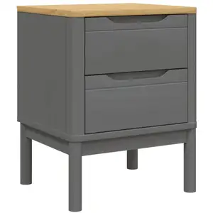 vidaXL Table de chevet FLORO gris 45x39x57 cm bois de pin massif pas cher