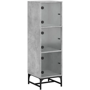 vidaXL Buffet avec portes en verre gris béton 35x37x120 cm pas cher