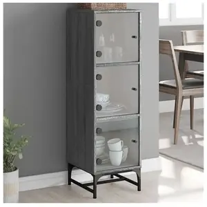 vidaXL Buffet avec portes en verre sonoma gris 35x37x120 cm pas cher