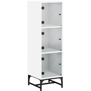 vidaXL Buffet avec portes en verre blanc 35x37x120 cm pas cher