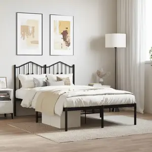 vidaXL Cadre de lit métal avec tête de lit noir 120x190 cm pas cher