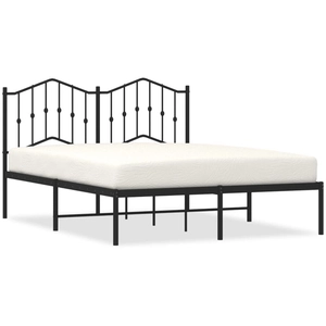vidaXL Cadre de lit métal avec tête de lit noir 140x190 cm pas cher