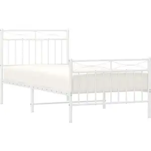 vidaXL Cadre de lit métal avec tête de lit/pied de lit blanc 90x200 cm pas cher