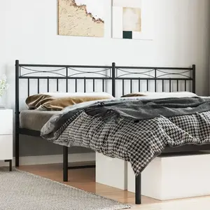 vidaXL Tête de lit métal noir 180 cm pas cher