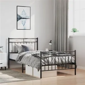 Comparateur de prix : vidaXL Cadre de lit métal avec tête de lit/pied de lit noir 100x190 cm