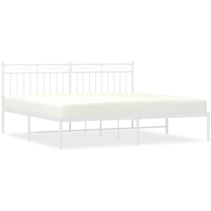 vidaXL Cadre de lit métal avec tête de lit blanc 183x213 cm pas cher