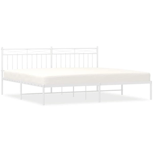 vidaXL Cadre de lit métal avec tête de lit blanc 193x203 cm pas cher