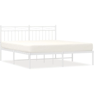 vidaXL Cadre de lit métal avec tête de lit blanc 150x200 cm pas cher