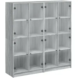 vidaXL Bibliothèque avec portes sonoma gris 136x37x142 cm pas cher