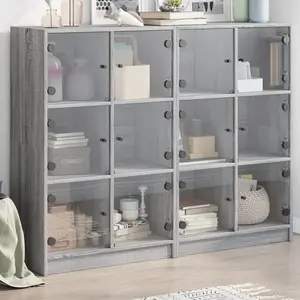 vidaXL Bibliothèque avec portes sonoma gris 136x37x109 cm pas cher