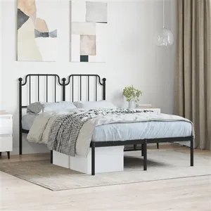 vidaXL Cadre de lit métal avec tête de lit noir 120x190 cm pas cher
