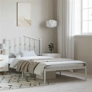 vidaXL Cadre de lit métal avec tête de lit noir 135x190 cm pas cher