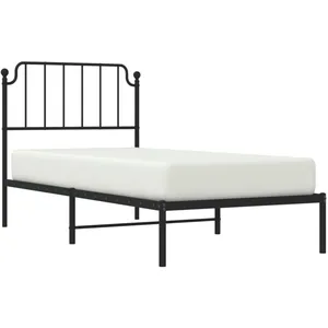 vidaXL Cadre de lit métal avec tête de lit noir 90x200 cm pas cher